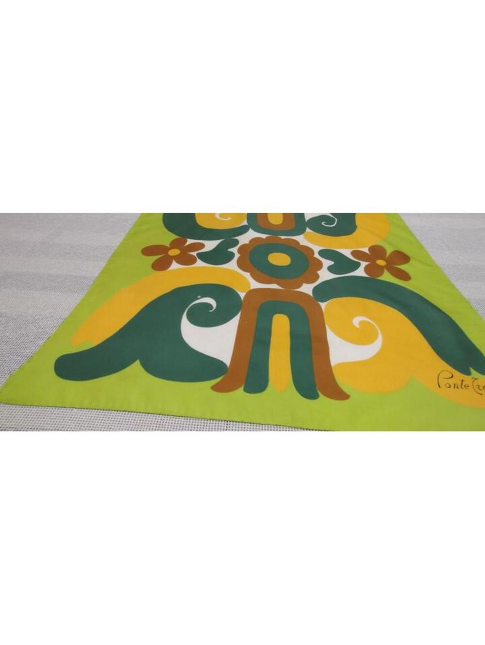 Vintage Ponte Tresa PSYCHEDELIC Scarf Mustard Green Jade MID CENTURY MODERN MOD